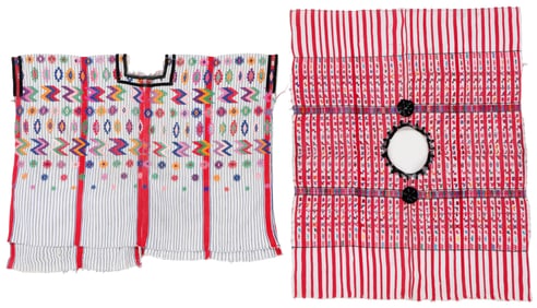 Two Embroidered Huipils, San Lucas Toliman and Tecpan, Guatemala, Mid 20th C.