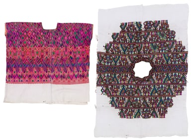 Two Embroidered Huipils, Santa Maria de Jesus and Santa Lucia Utatlan, Early/Mid 20th C.