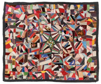 Embroidered and Pieced Crazy Quilt, Late 19th C.