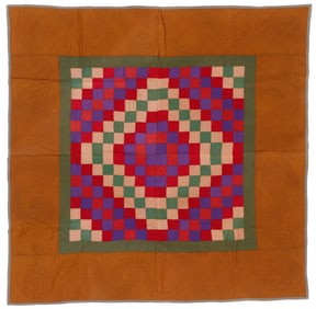 Amish "Trip Around the World" Pieced Quilt, Late 19th C.