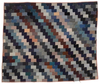 African American Hit or Miss Pieced and Tied Quilt, Early 20th C.