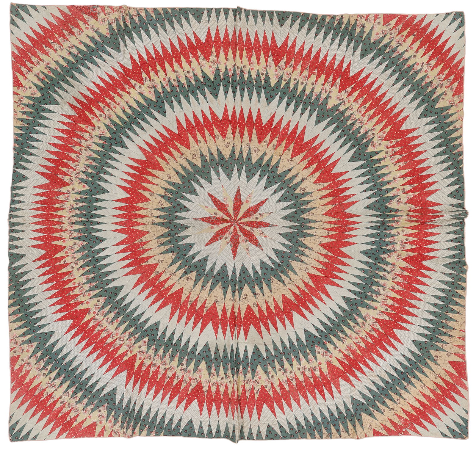 Exceptional Sunburst Pieced Quilt, 19th C. (1 of 4)