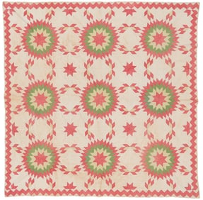 Blazing Star Pieced Cotton Quilt, Early 20th C.