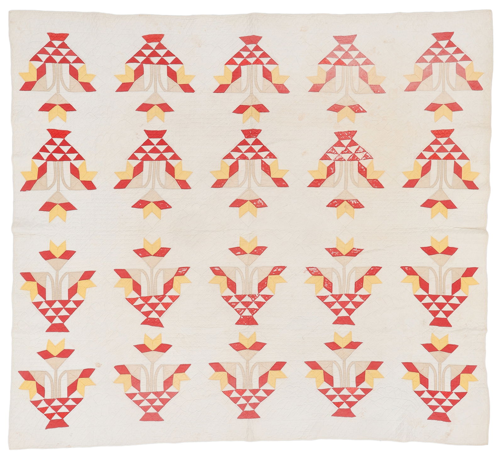 Carolina Lily Pieced Quilt, Early 20th C. (1 of 4)