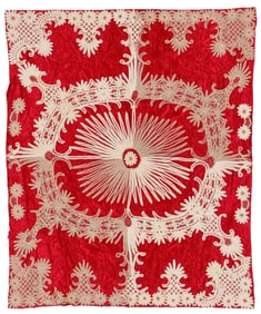 American Battenburg Lace Bedspread, Late 19th/Early 20th C.