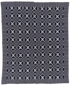 Blue and White Double Cloth Coverlet, Early 19th C.