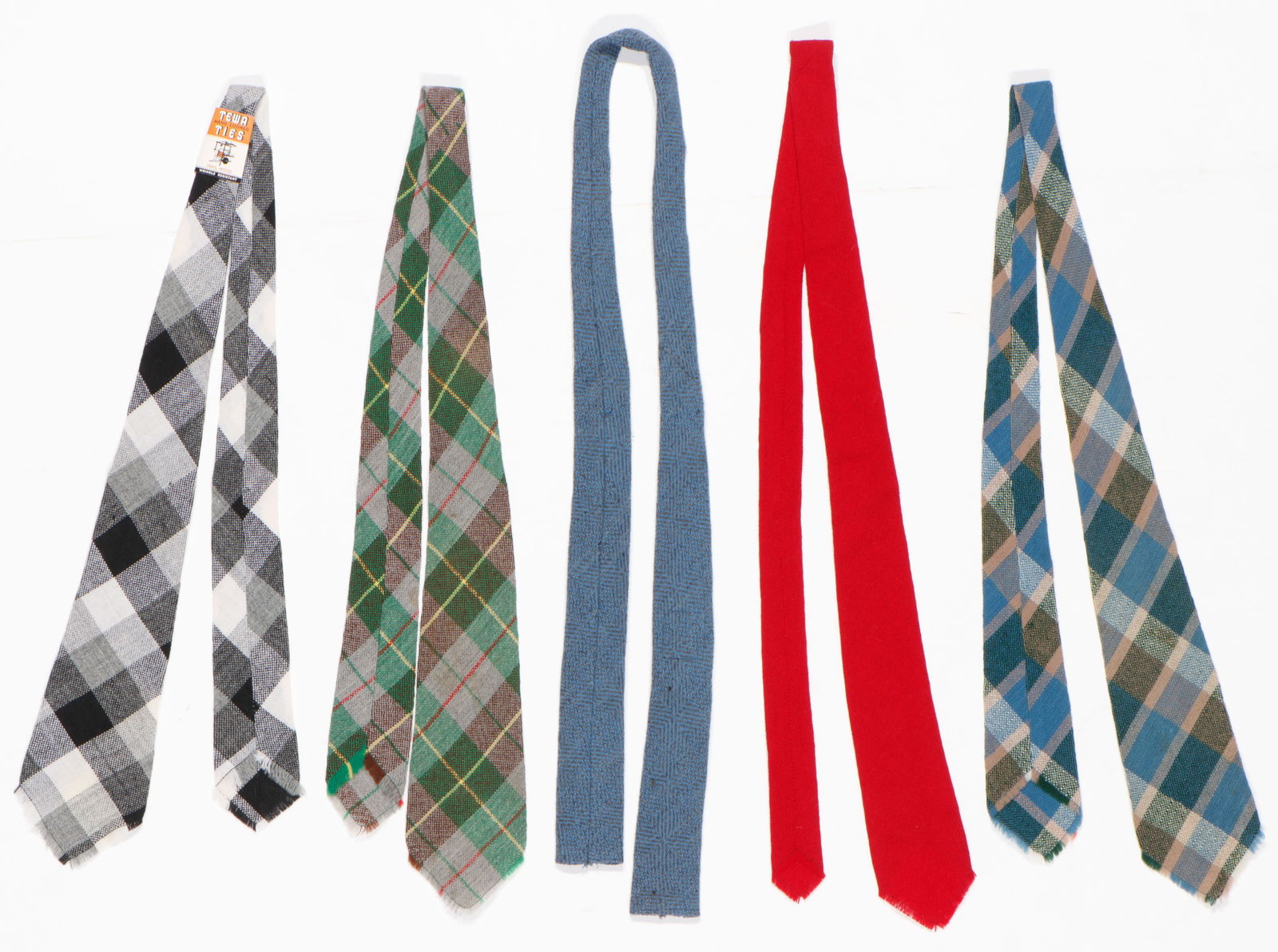 Native and Hispanic Ties: Native and Hispanic Ties. Wool. Some with manufacturer/workshop tags. Ranging in length from: 3'11'' (119 cm) to 4'4'' (132 cm)