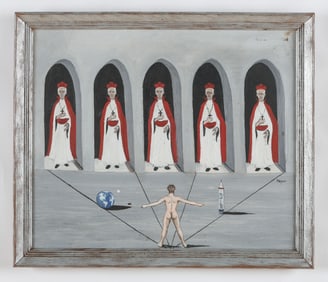 Surrealist Painting Signed Reyes, 20th C.)