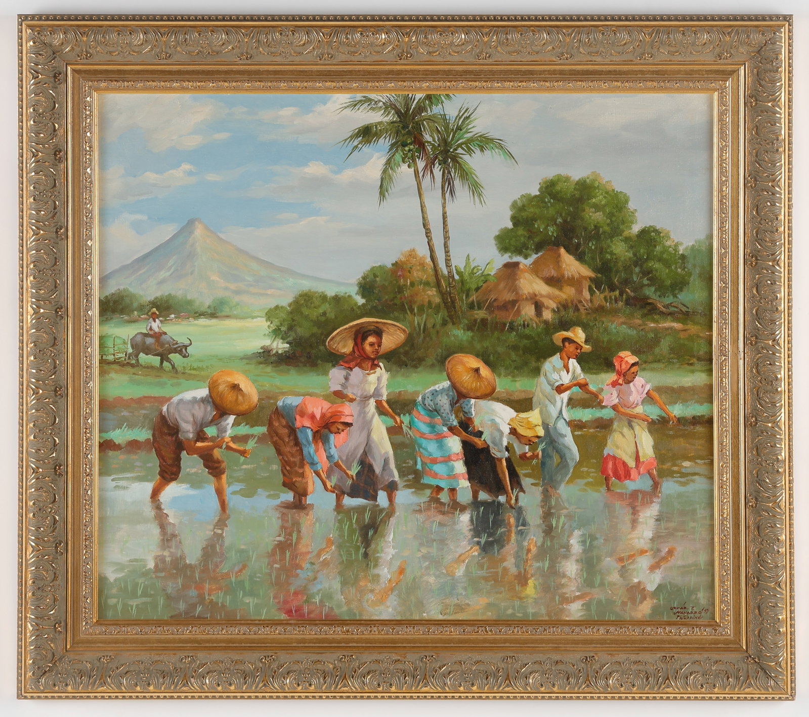 Oscar Navarro (Filipino/Philippines, 1921-1973) Untitled, 1953: Oscar Navarro (Filipino/Philippines, 1921-1973) Untitled, 1953, oil painting on canvas, signed and dated. Framed. Size: 24'' x 28'', 61 x 71 cm (stretcher); 30.5'' x 34.5'', 77 x 88 cm (frame).
