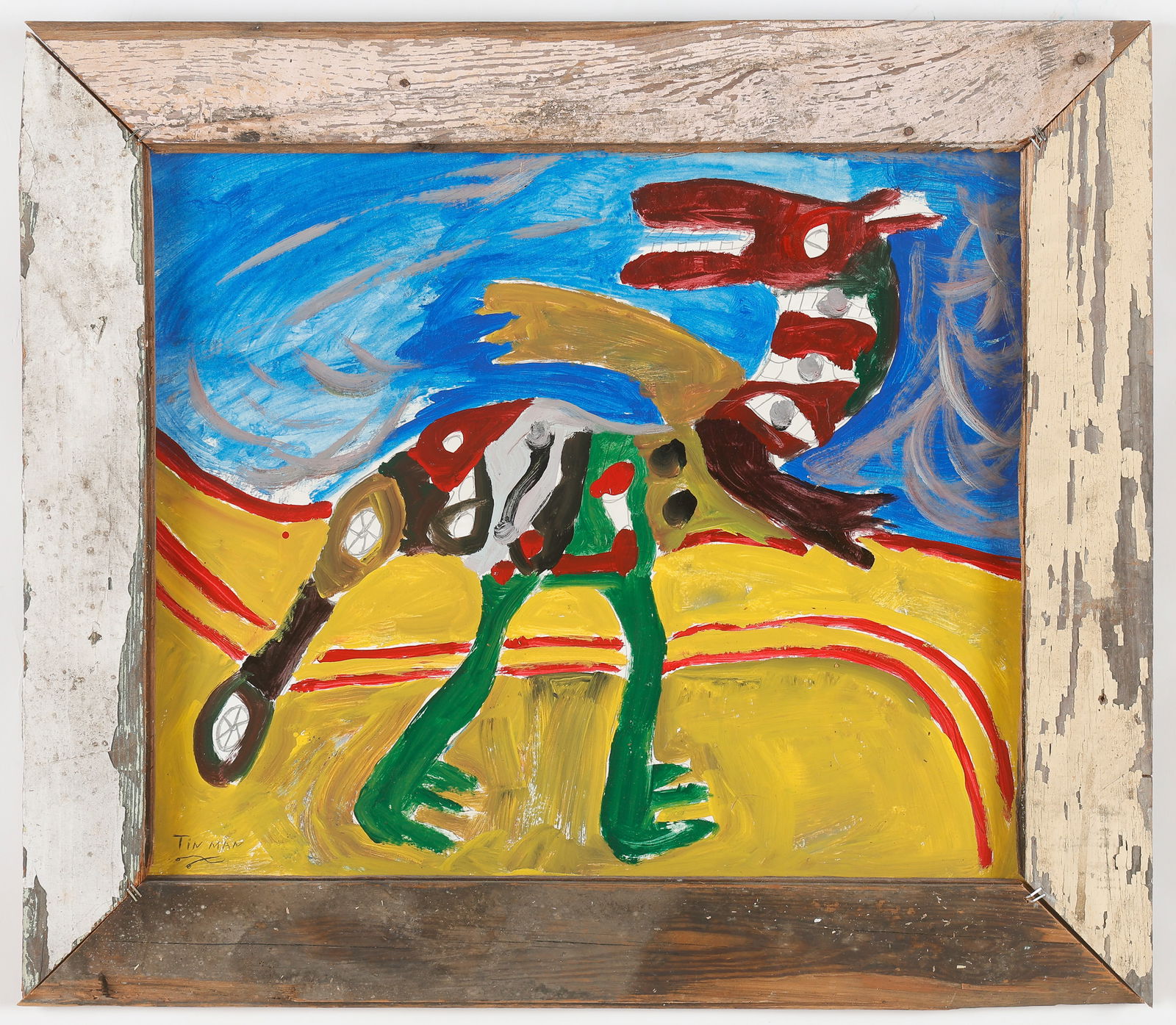 Charlie Lucas (American/Alabama) "House Pet", Circa 2010: Charlie Lucas (American/Alabama, b. 1951) "House Pet On The Road Home," oil painting on board, signed and titled on verso. Framed. Size: 20'' x 24'', 51 x 61 cm (board); 25.75'' x 29'', 65 x 74 cm (fr