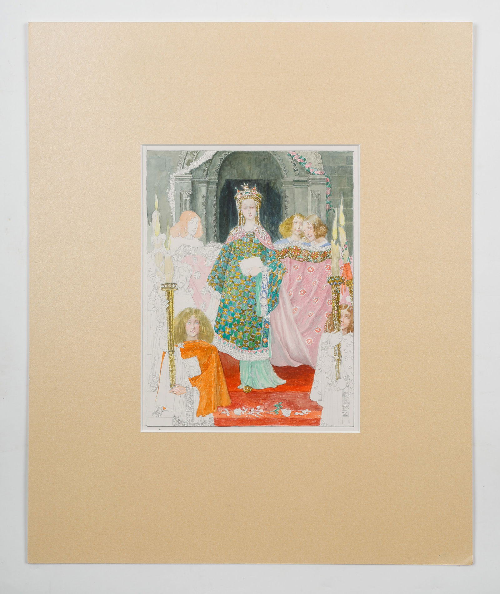 Heinrich Lefler (Austria, 1863-1919) Original Illustration Art: Heinrich Lefler (Austria, 1863-1919) Original Illustration Art. Watercolor on paper. Size: 18.5'' x 14.5'', 47 x 37 cm (sheet); 21.5'' x 17.5'', 55 x 44 cm (mat).