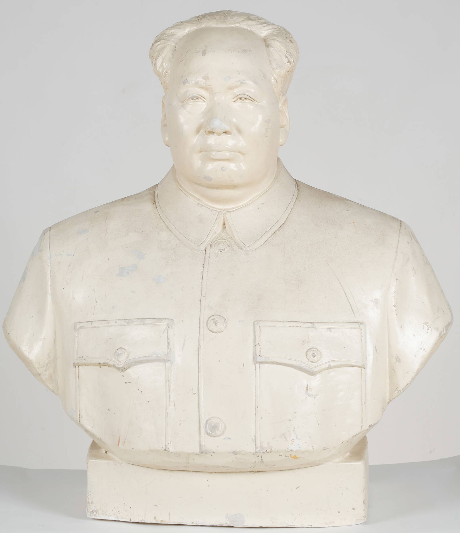 Chinese Plaster Bust of Mao Zedong, H: 38.5\"