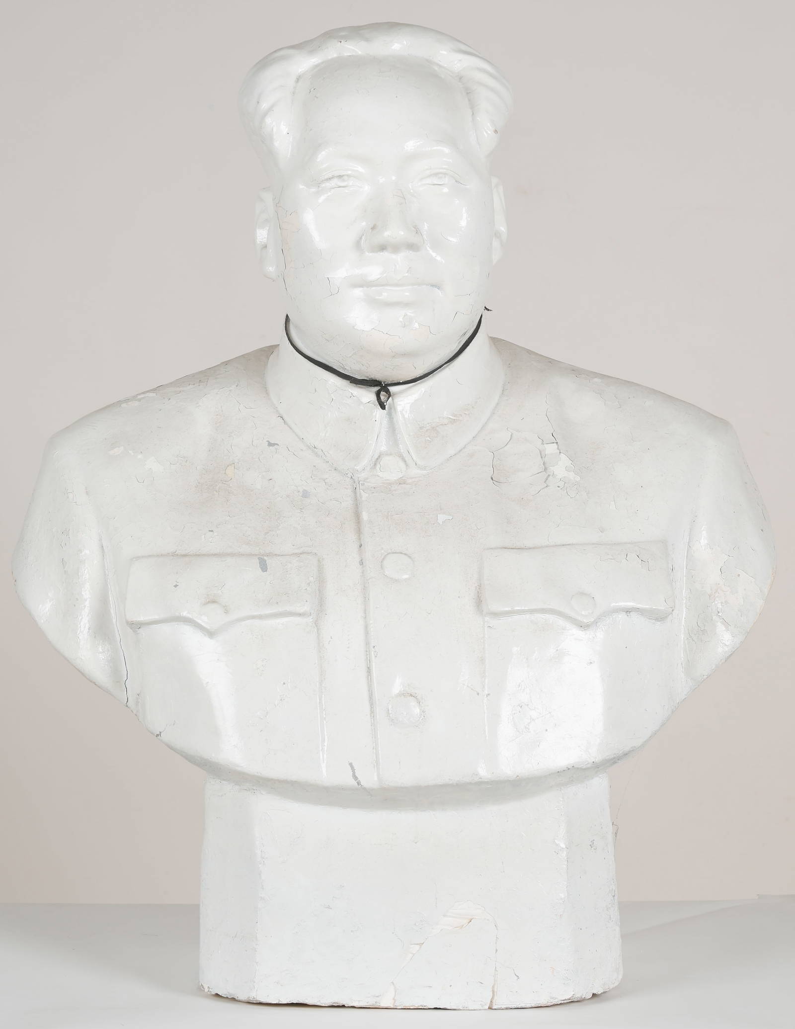 Chinese White Plaster Bust of Mao Zedong, H: 43\"