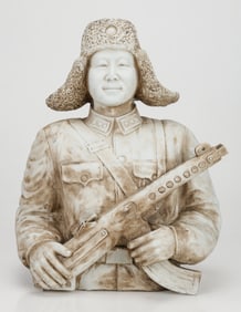 Chinese Ceramic Bust Of Lei Feng (1940-1962), H: 21"
