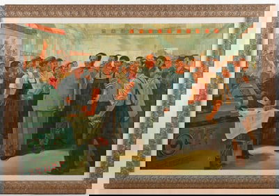 Attributed to Jin Shangyi (Chinese, b. 1934) "Chairman Mao Inspecting A Factory"