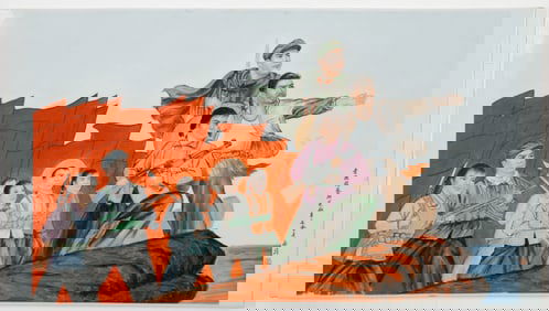 Chinese Cultural Revolution Porcelain Plaque, Inscribed