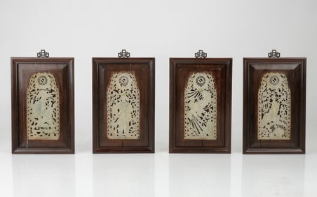 4 Chinese Carved Jade Maoist Hero-Soldier Plaques