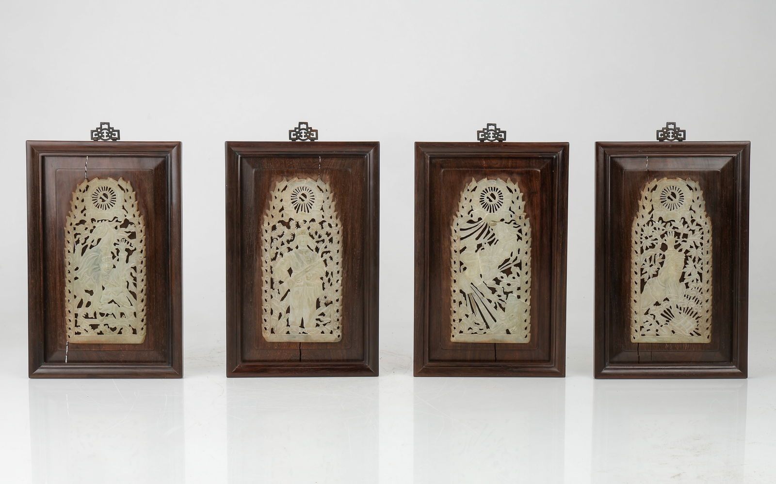 4 Chinese Carved Jade Maoist Hero-Soldier Plaques (1 of 4)