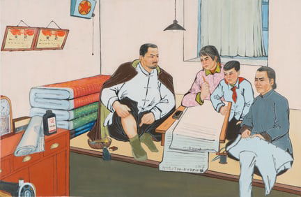 Chinese Cultural Revolution Huxian Peasant Painting Poster Original Artwork, 1975