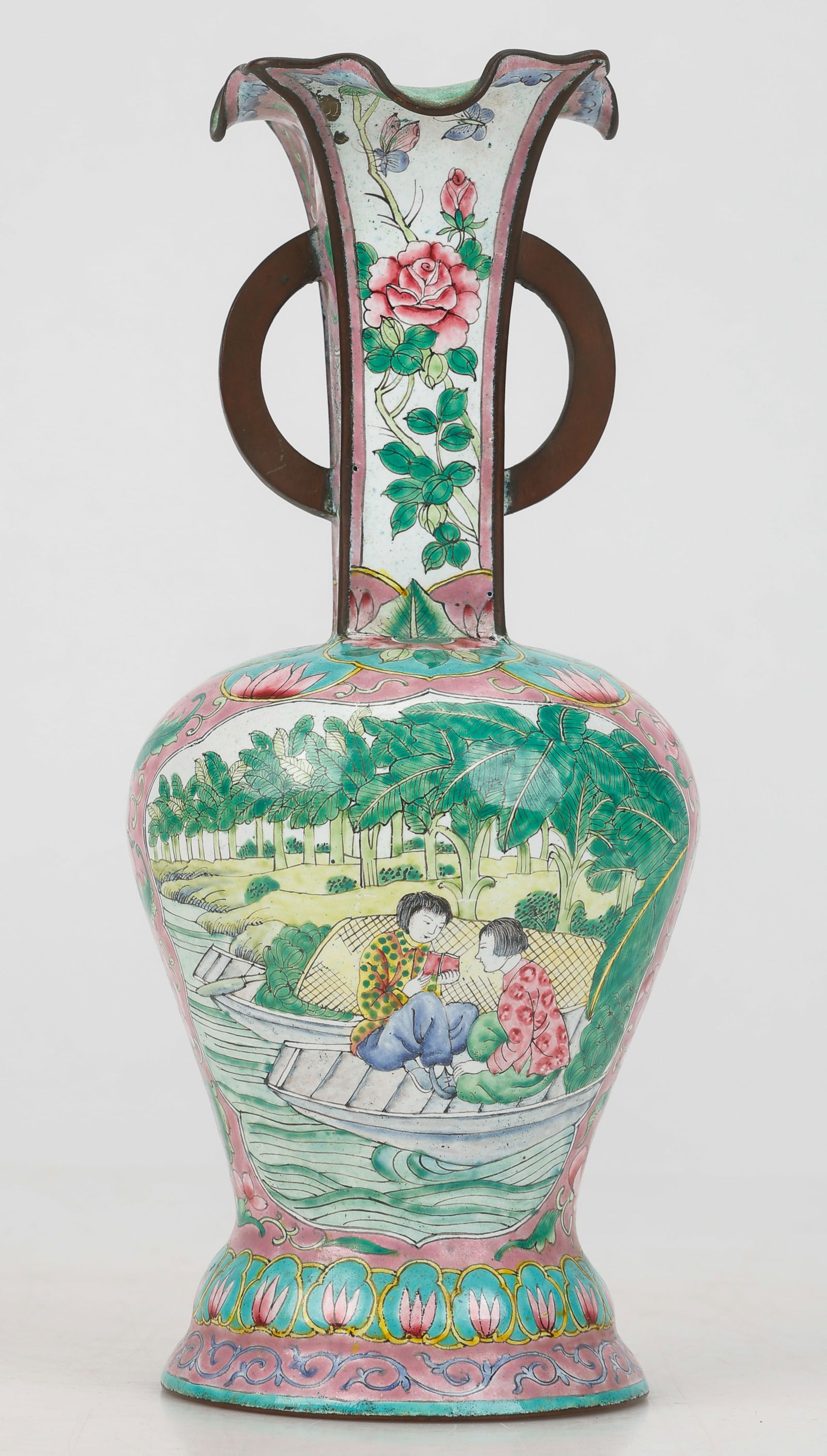 Canton Enamel Vase, Enamel on Copper, C. 1968-1971 (1 of 7)