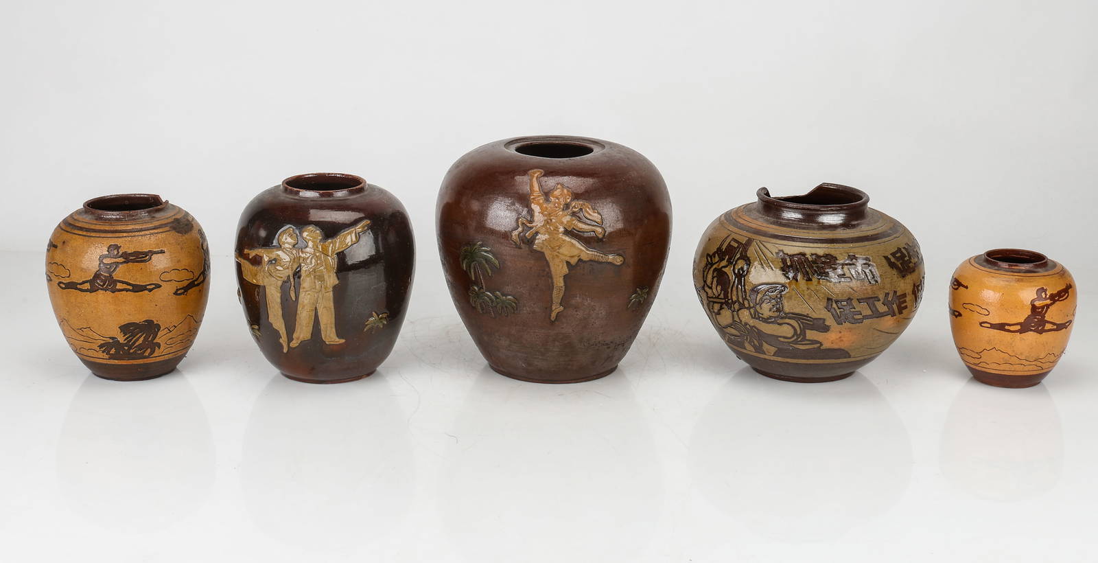 5 Chinese Cultural Revolution Pottery Vessels