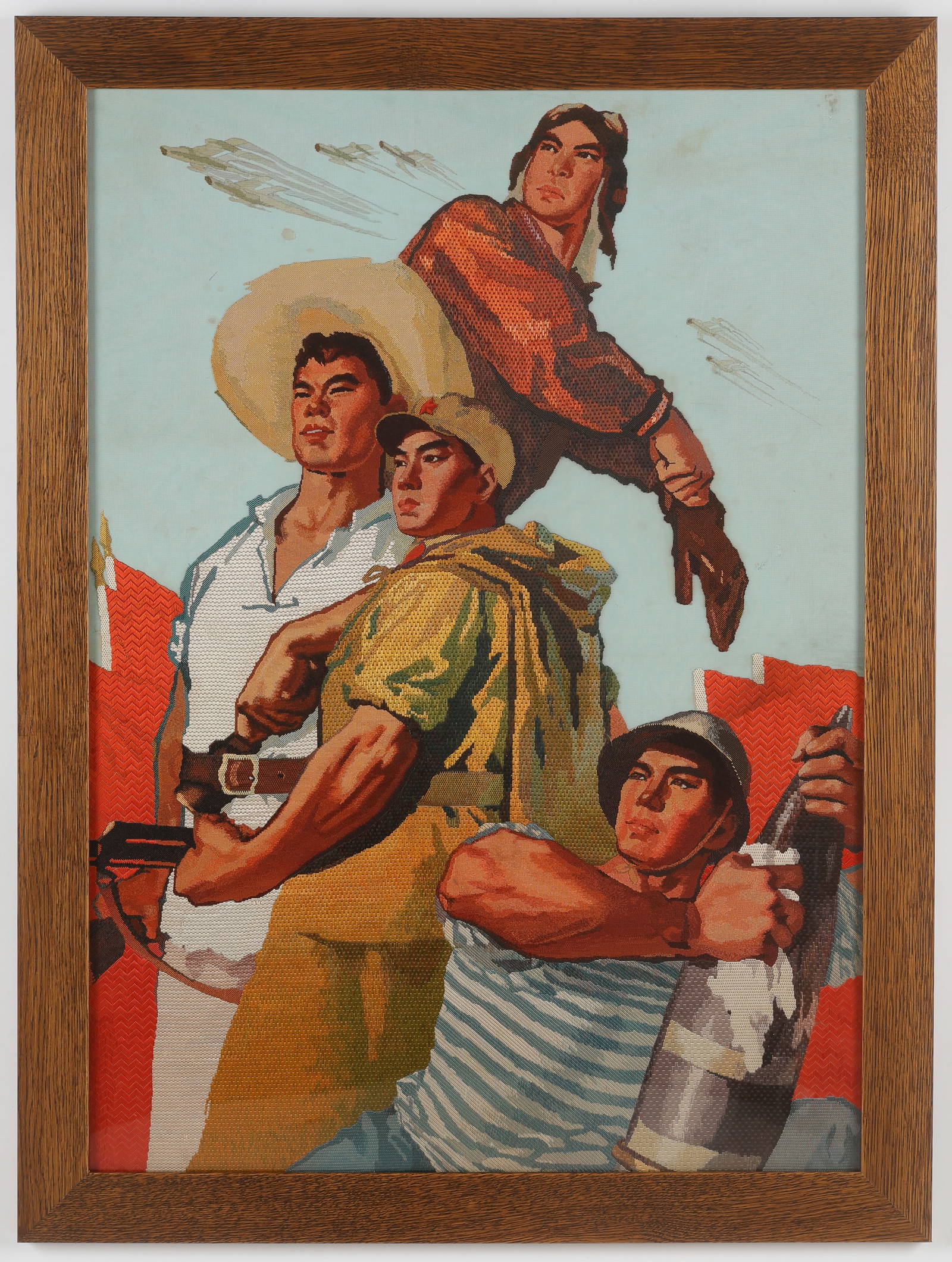 Chinese Cultural Revolution Embroidery, 39\" x 28\"