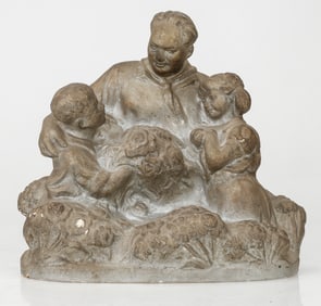 Chinese Cultural Revolution Ceramic Statue of Mao Zedong and Children