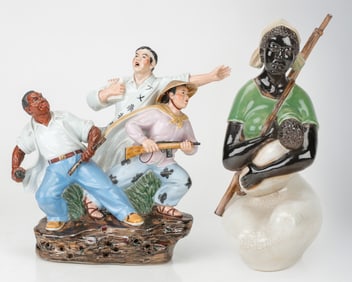 2 Chinese Cultural Revolution Ceramic Figural Groups