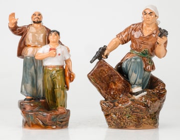 2 Chinese Cultural Revolution Ceramic Figural Groups