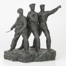Chinese Bronze Statue Of Revolutionary Scene