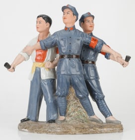 Cultural Revolution Ceramic Figural Group Of Red Army Figures