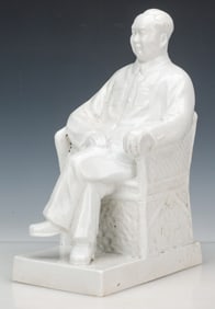 Chinese Porcelain Statue of Mao Zedong Seated, H: 13.5"
