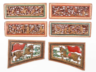 6 Chinese Wood Panels of the Cultural Revolution