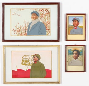 Four 3-Dimensional Cloth Picture Portraits of Mao