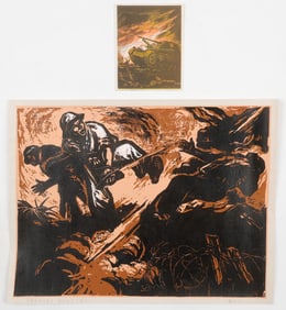 2 Chinese Communist Polychrome Woodblock Prints, c. 1940s