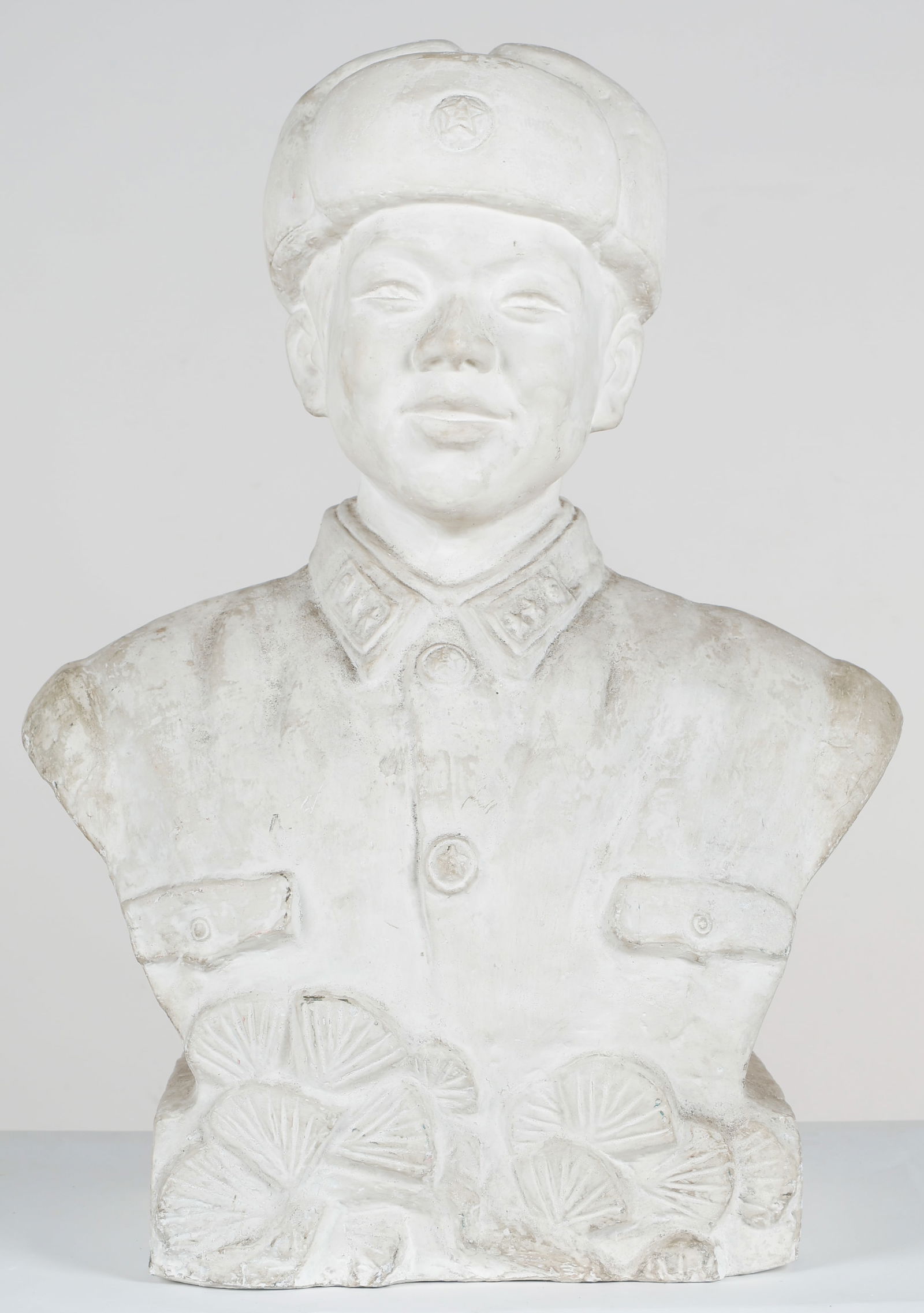 Large Chinese Plaster Bust of Lei Feng, H: 38" (1 of 4)