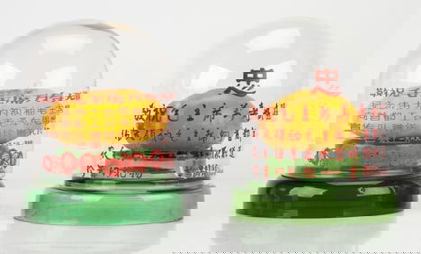 Pair of Glass Dome Mangoes