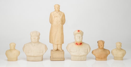 5 Rubber Busts And A Plastic Figure of Mao Zedong