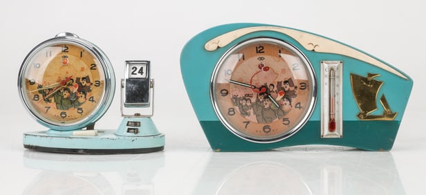 2 Chinese Cultural Revolution Alarm Clocks
