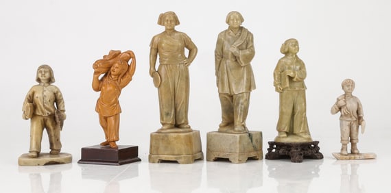 6 Chinese Cultural Revolution Soapstone Figures