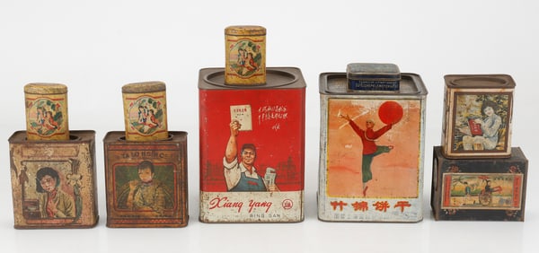 Assortment of 10 Tin Boxes From The Cultural Revolution