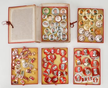 Collection Of Communist Badges Celebrating Chairman Mao