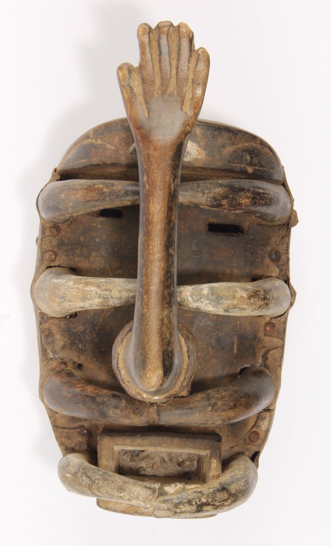 African Bete Mask: African Bete Mask. Wood, horn and hide. Size: 11" x 6" x 9". Provenance: Max Garb, Chicago, Illinois.