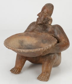 Nayarit Seated Seated Figure with Platter, Mexico, 100 BCE - 250 CE