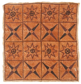 Tapa Bark Cloth, Samoa, 4'4'' x 4'6''