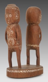 Unusual Massim Carved Hardwood Male / Female Figural Group