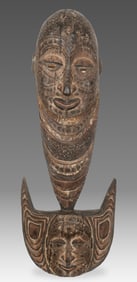 Early 20th-C. Multi-Faced Ancestor Spirit Hook, PNG