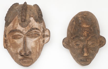 2 Igbo Mask Headpieces, Ekpe Society