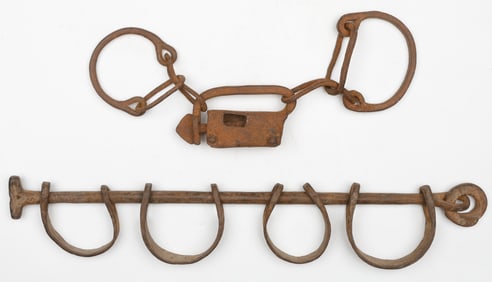 2 Sets of Hand Forged Iron Slave Manacles