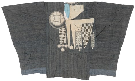 Fine Yoruba Indigo Dyed Chief's Robe Agbada, Nigeria, Early 20th C.